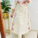 A-Line White Cotton Kurti Palazzo Set