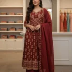 Anarkali Cotton Ajrakh Printed Suit Set