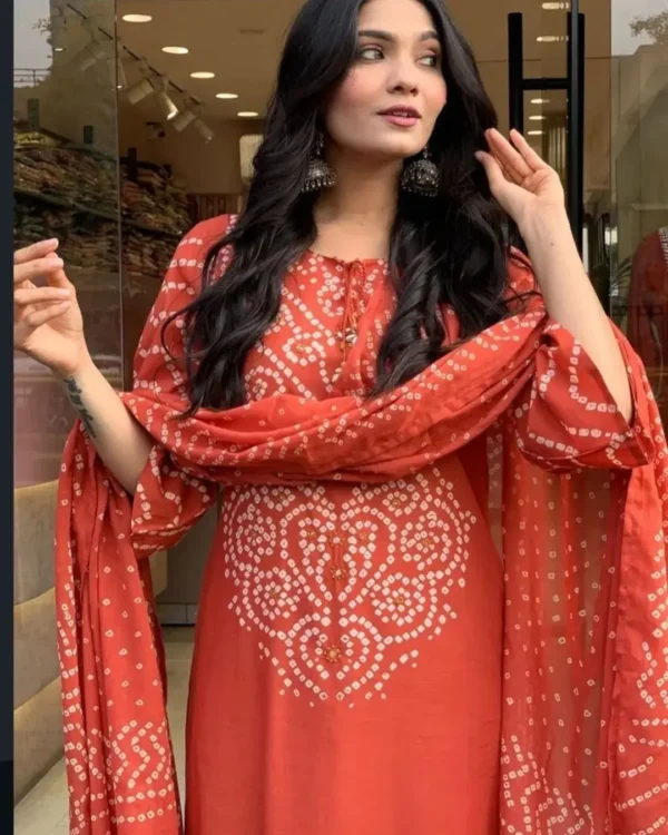 Bandhej Print Kurti Front