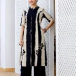 Black And White Printed Kurti With Pant Set