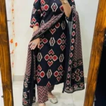 Black Cotton Ajrakh Print Suit Set
