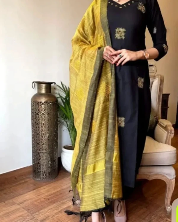 Black Cotton Kurti Pant Set