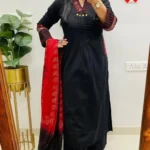 Black Handloom Cotton Embroidery Suit Set