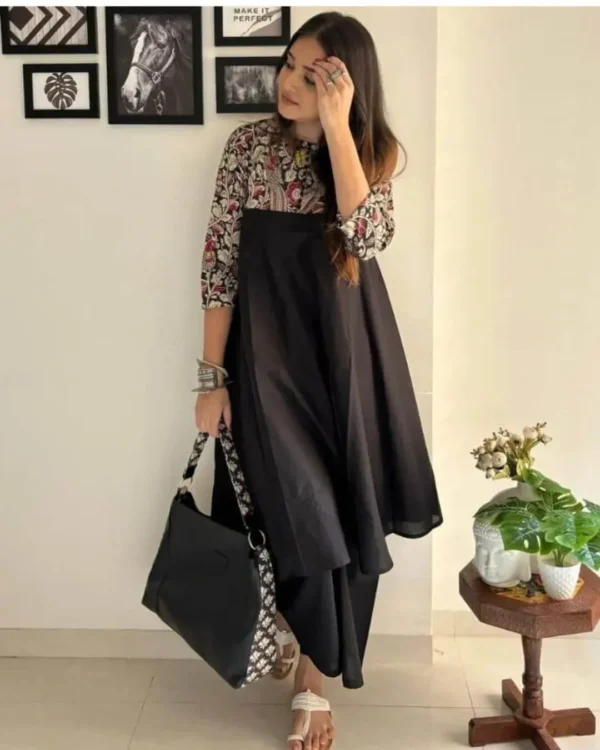 Black Office Wear For Women Kurti Pant Set​
