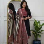 Black Printed Cotton Suit Set