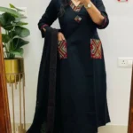Black Printed Cotton Suits Set