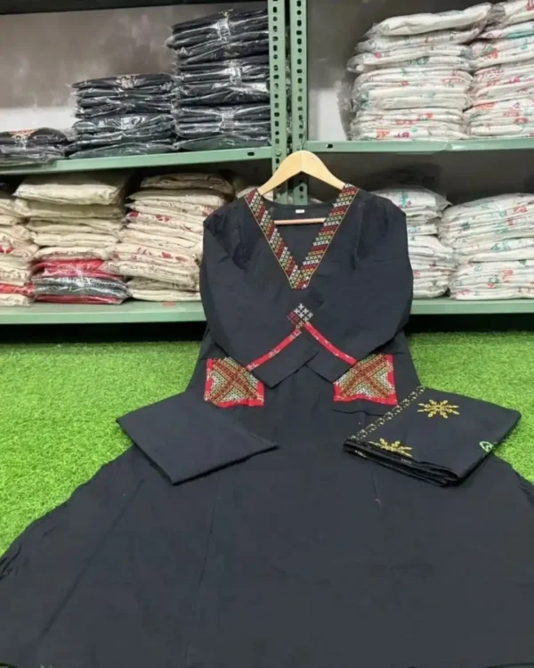 Black Printed Cotton Suits Set
