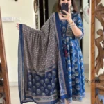 Blue Anarkali Kurti Pant With Dupatta