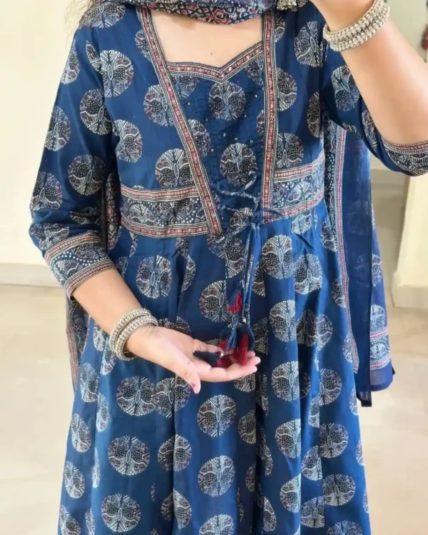 Blue Anarkali Kurti Pant With Dupatta