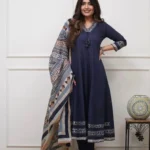 Blue Anarkali Kurti With Pant & Dupatta