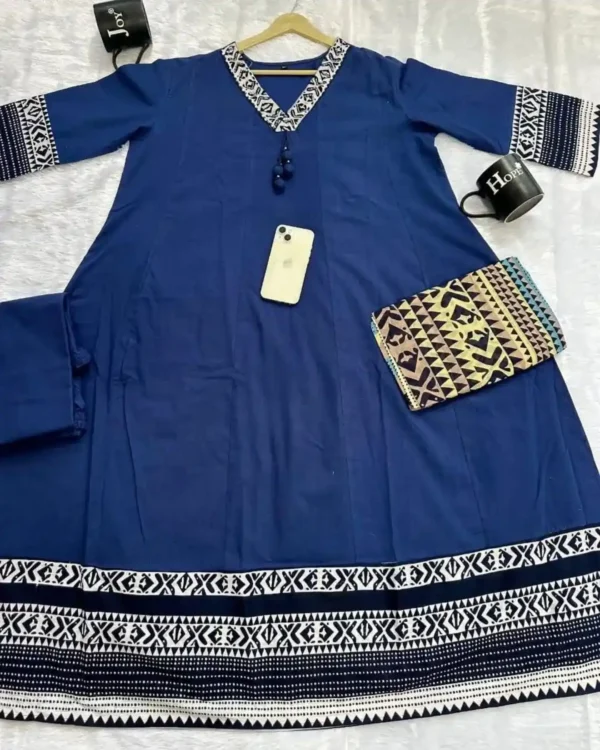 Blue Anarkali Kurti With Pant & Dupatta