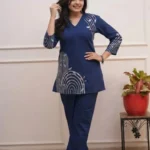 Blue Floral Kurti With Pant