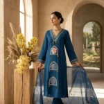 Blue Kurti With Dupatta Set