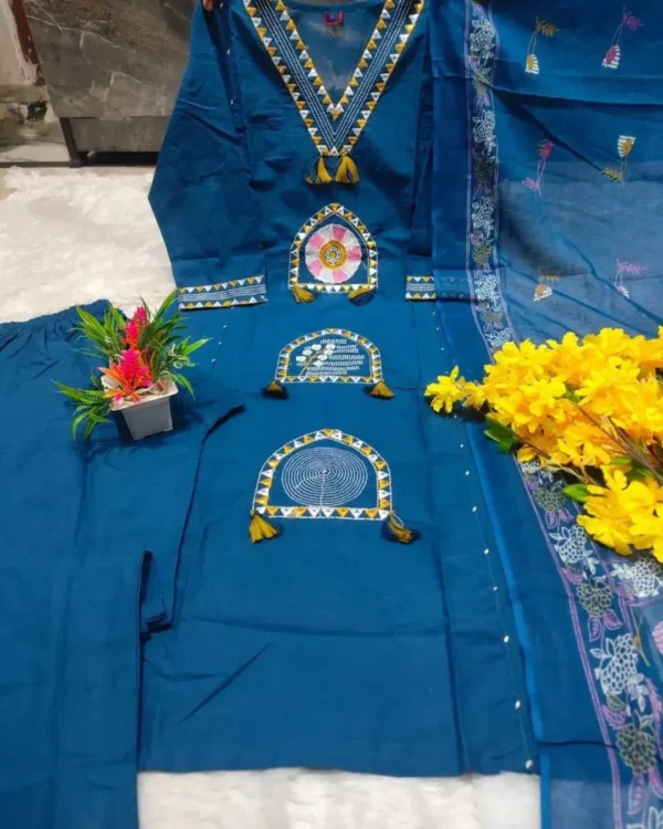 Blue Kurti With Dupatta Set