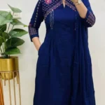 Blue Sanganeri Print Kurti Pant Dupatta Set​