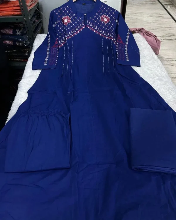 Blue Sanganeri Print Kurti Pant Dupatta Set​