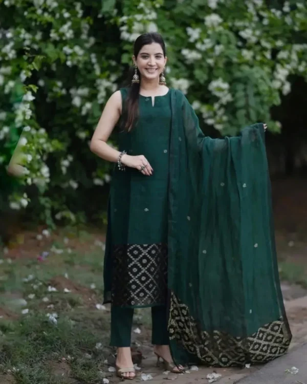 Bottle Green Kurti Set