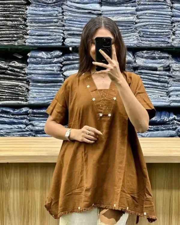 Brown Cotton Printed Front