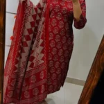 Cotton Ajrak Print Kurti Pant Dupatta Set