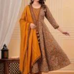 Cotton Ajrakh Printed Anarkali Suit Set​