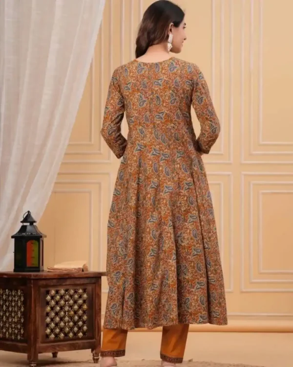 Cotton Ajrakh Printed Anarkali Suit Set​