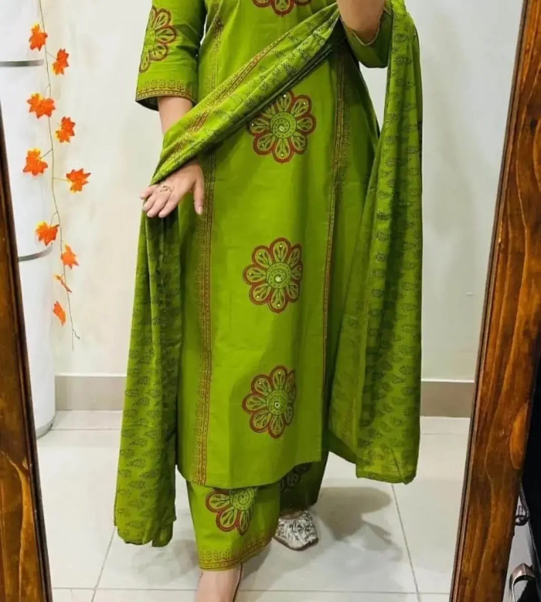 Cotton Anarkali Sanganeri Print ​Suit Set
