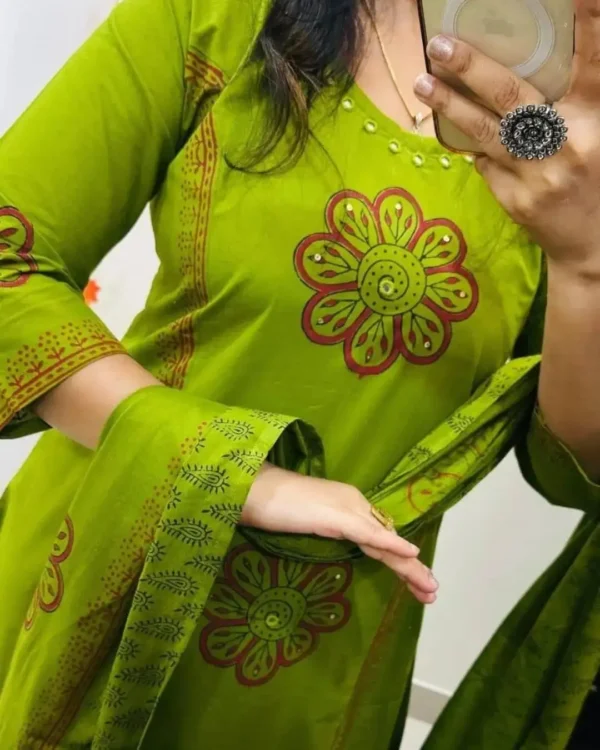Cotton Anarkali Sanganeri Print ​Suit Set
