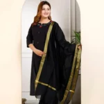 Cotton Black Kurti With Dupatta