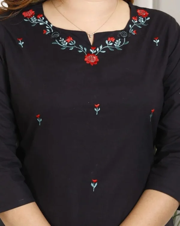 Cotton Black Kurti With Dupatta