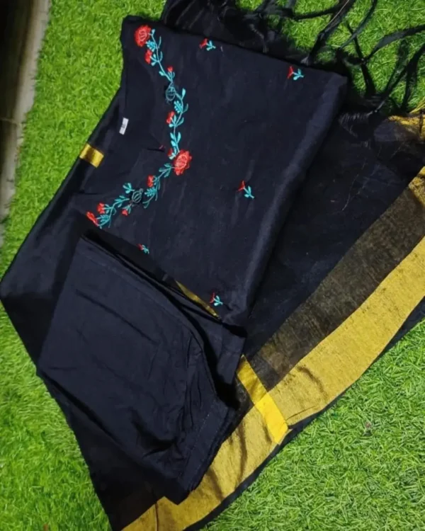 Cotton Black Kurti With Dupatta