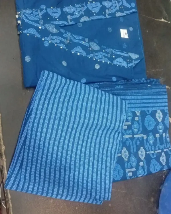 Cotton Blue Anarkali Suit Set
