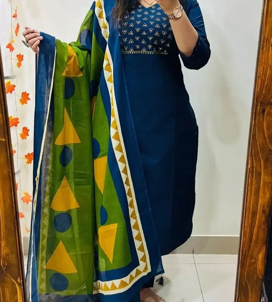 Cotton Blue Floral Printed Suit Set