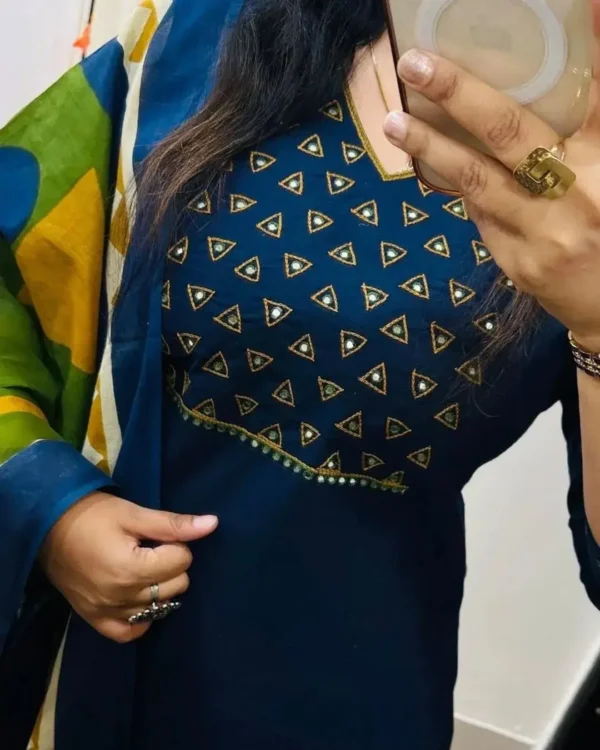 Cotton Blue Floral Printed Suit Set
