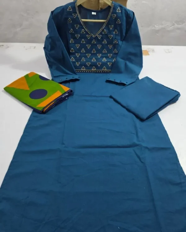 Cotton Blue Floral Printed Suit Set