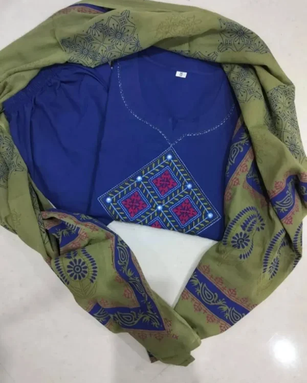 Cotton Blue Suit Set For Women