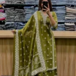 Cotton Dark Green Colour Kurti Pant Set​