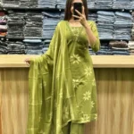 Cotton Dark Green Kurti Pant With Dupatta