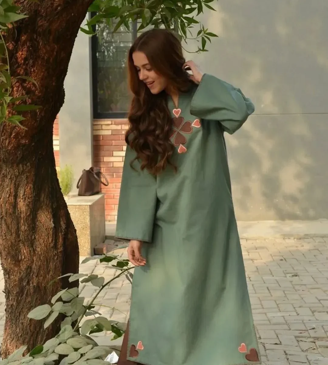 Cotton Dark Green Kurti With Pant
