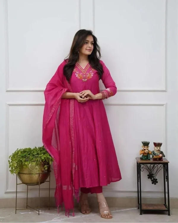 Cotton Flared Anarkali Suit Set