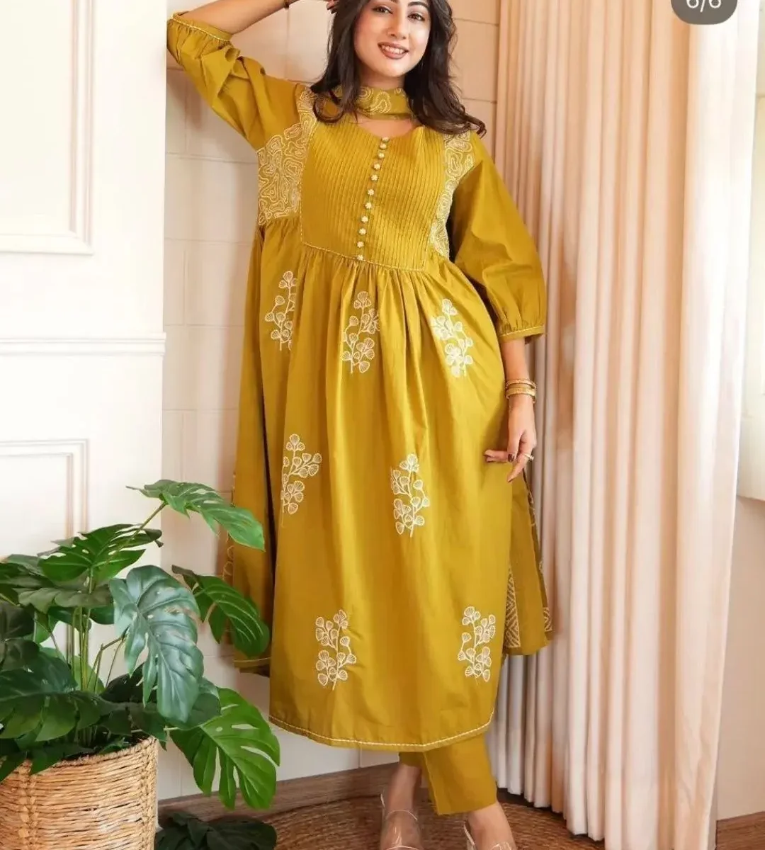 Cotton Floral Anarkali Suit Set