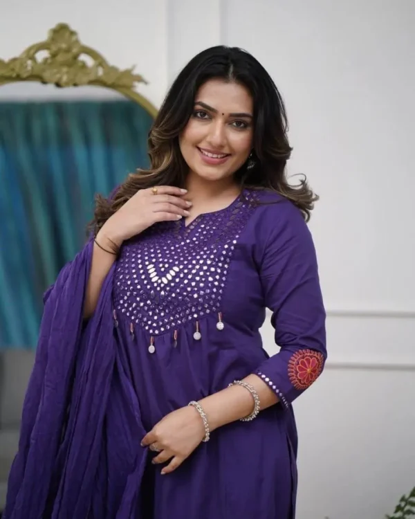 Cotton Floral Print Anarkali Suit Set