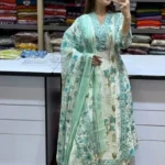 Cotton Floral Print White Suit Set
