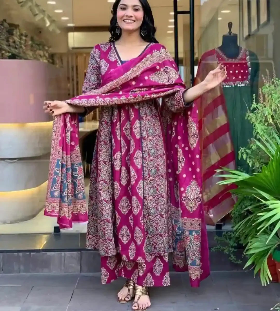 Cotton Full Flared Anarkali Suit Set​