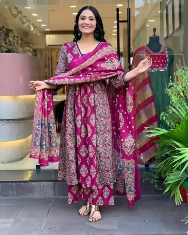 Cotton Full Flared Anarkali Suit Set​