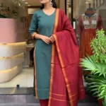 Cotton Green Colour Kurti Set
