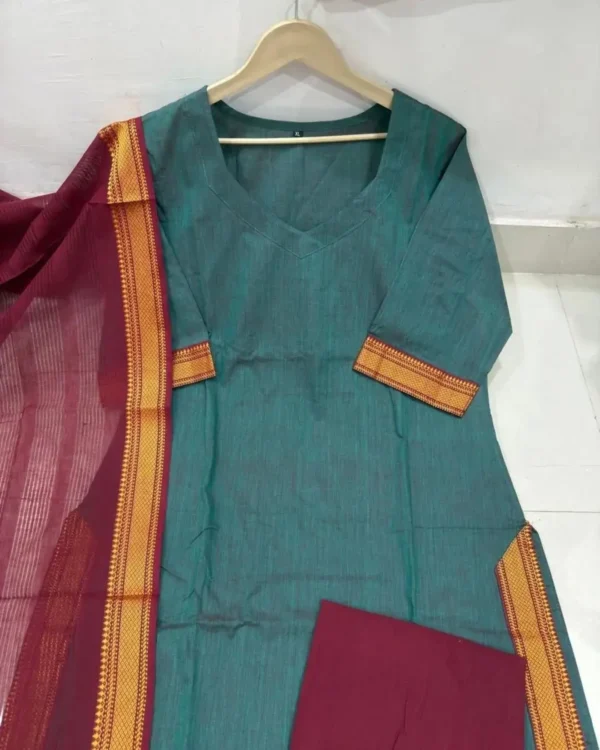 Cotton Green Colour Kurti Set