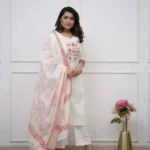 Cotton Kurti White Color With Pant Dupatta​