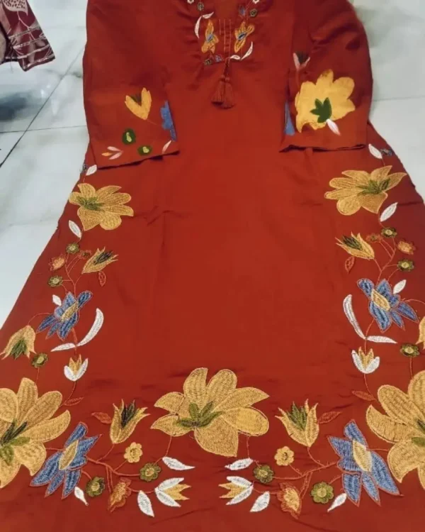 Cotton Maroon Floral Print Suit Set