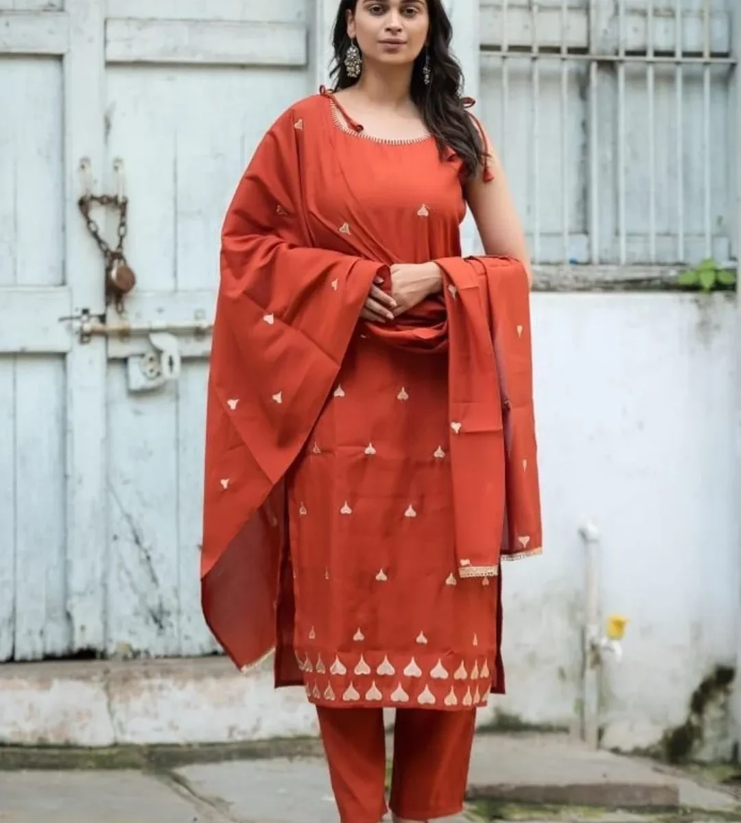 Cotton Maroon Kurti With Dupatta