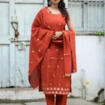 Cotton Maroon Kurti With Dupatta